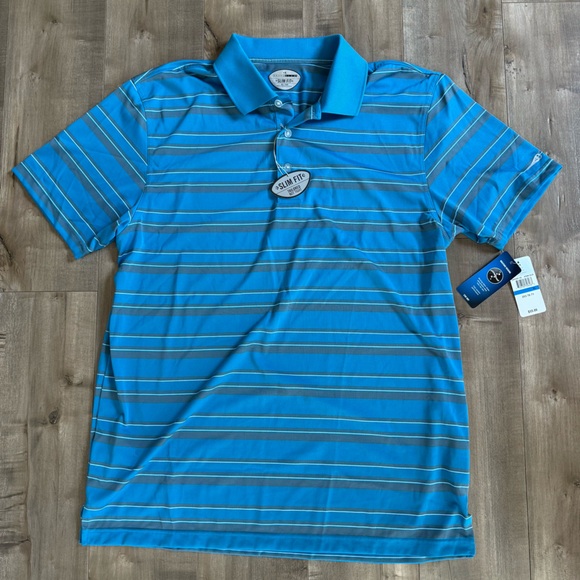 NEW Grand Slam Golf Polo Shirt Slim Fit Mens XL Blue Gray Striped Short Sleeve - Picture 1 of 9